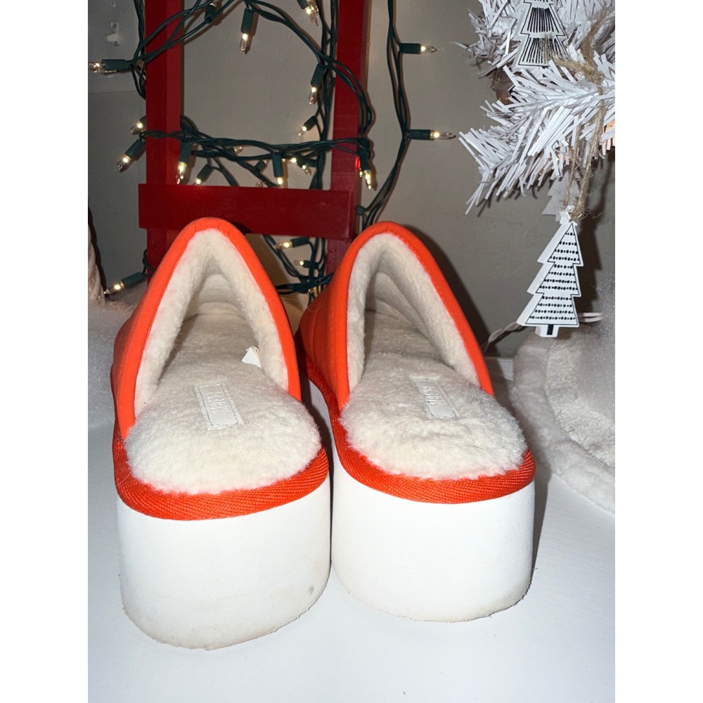 Maeve Anthropologie Orange Puffer Platform Slippers Cozy Faux Fur Lined Size S - Picture 3 of 7